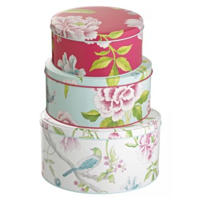 3 Sanderson Porcelain Garden Cake Tins | Lakeland