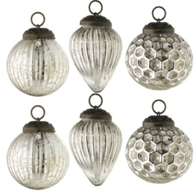 6 Silver Vintage Baubles image()
