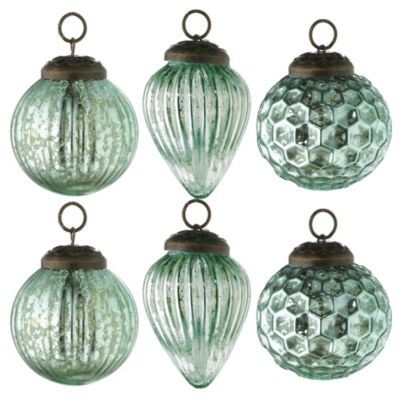 6 Teal Vintage Baubles image()
