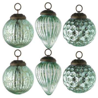 6 Teal Vintage Baubles | Lakeland