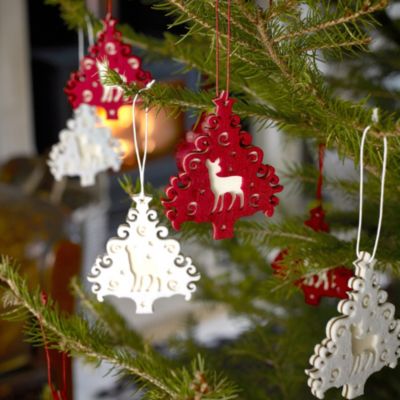 12 Red and White Hanging Christmas Trees image(1)