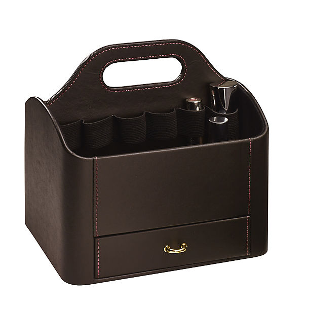 Brown Faux Leather Make Up Storage Caddy image()