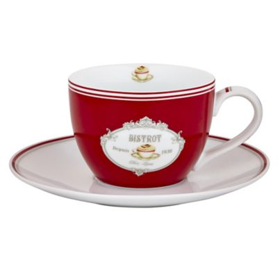 2 Bistrot Porcelain Tea & Cappuccino Cups & Saucers image(1)