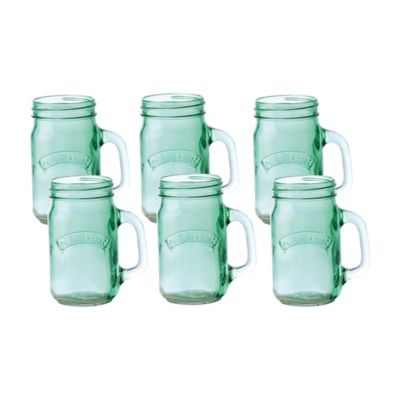 Kilner Drinking Jars with Handles, Green x6 Lakeland