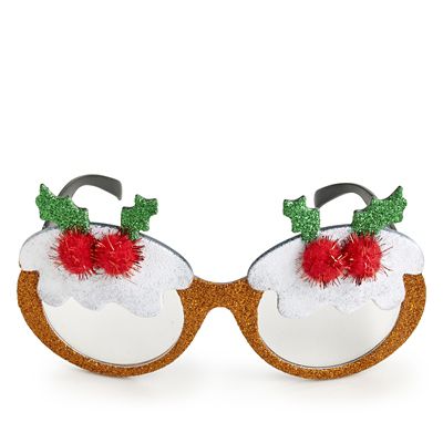 Glitter Christmas Pudding Novelty Glasses Lakeland