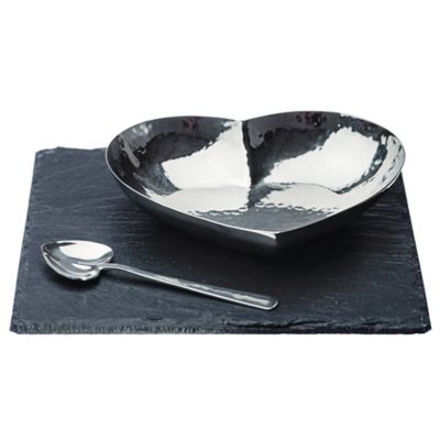 Just Slate Heart Motif Dish and Spoon Set