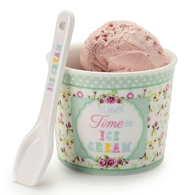 Porcelain Ice Cream Bowl & Spoon Green image(1)
