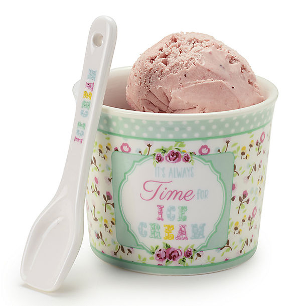 Porcelain Ice Cream Bowl & Spoon Green image(1)