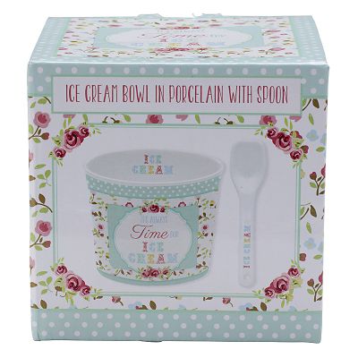 Porcelain Ice Cream Bowl & Spoon Green image(3)