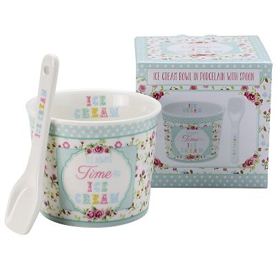 Porcelain Ice Cream Bowl & Spoon Green image(4)