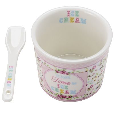 Porcelain Ice Cream Bowl & Spoon Pink image(2)