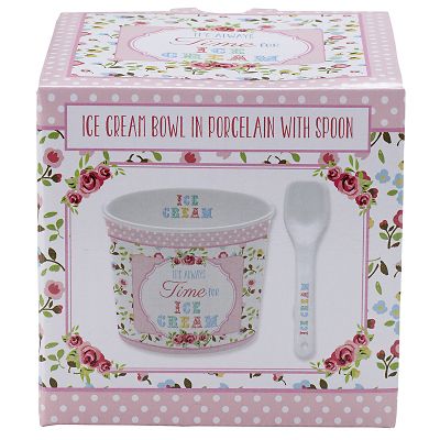 Porcelain Ice Cream Bowl & Spoon Pink image(3)