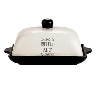 Love Food Slogan Butter Dish image(1)