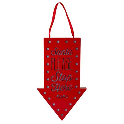 LED Santa Stop Here Light-Up Christmas Sign image(2)