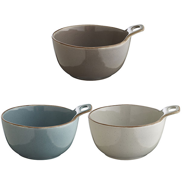 Naturals 3 Ceramic Dip Serving Dishes - Cream Taupe and Blue image(1)