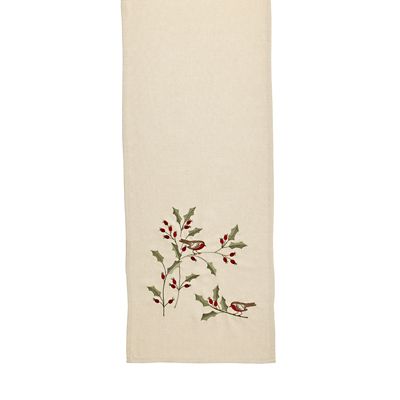 Festive Linen-Look Holly Table Runner image(1)