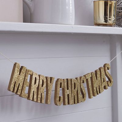 Rose Gold Wooden Merry Christmas Bunting image(2)