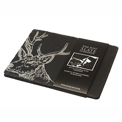 Just Slate Etched Slate Stag’s Head Place Mats Set of 2