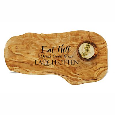 Naturally Med Etched Eat Well Olive Wood Chopping Board