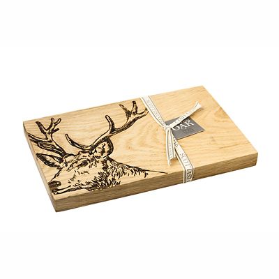 Just Slate Scottish Oak Etched Stag’s Head Serving Board
