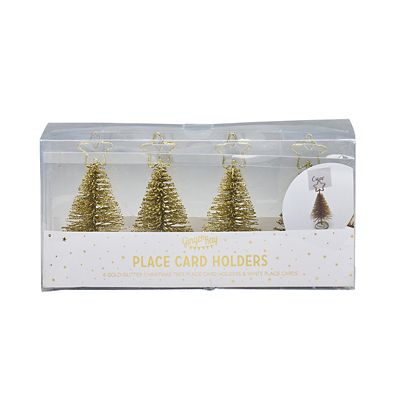 Gold Glitter Christmas Tree Place Card Holders - Set of 4 image(2)