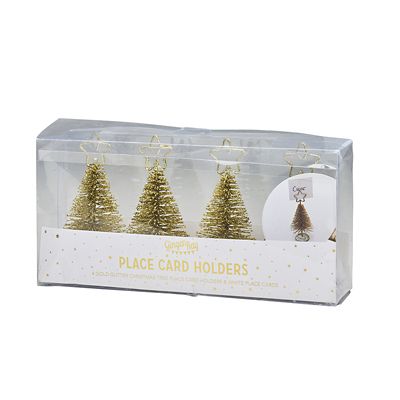 Gold Glitter Christmas Tree Place Card Holders - Set of 4 image(3)
