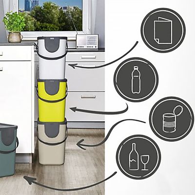 Rotho Albula Recycling Waste Bin Putty Colour 25L - (Image 3)