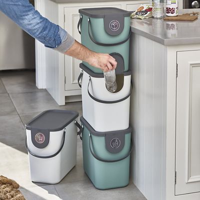 Rotho Albula Recycling Waste Bin Fern Green Colour 25L - (Image 2)