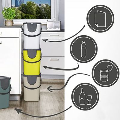 Rotho Albula Recycling Waste Bin Fern Green Colour 25L - (Image 3)