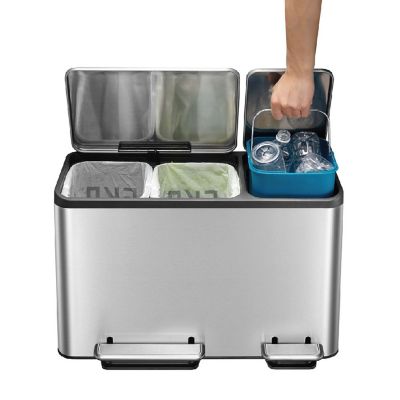 EKO® Ecocasa Recycling Bin Brushed Stainless Steel 15+15+15L image(4)
