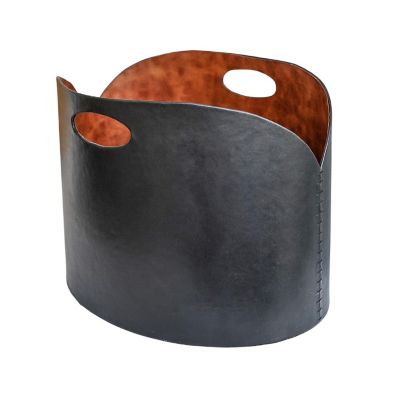 Black Faux Leather Log Bucket image(1)