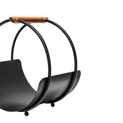 Leather Handle Round Log Holder image(2)