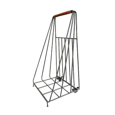 Contemporary Leather Handle Log Trolley image(1)