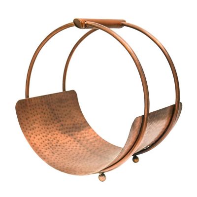 Luxury Leather Handle Round Log Holder Copper image(1)