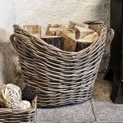 Oval Wicker Lined Log Basket image(2)