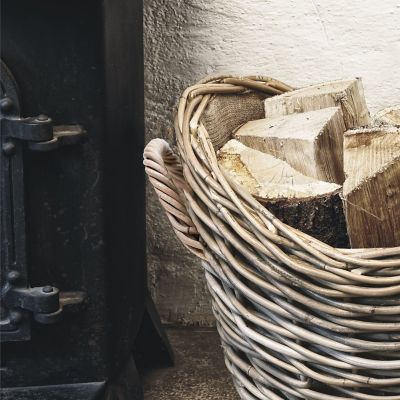 Oval Wicker Lined Log Basket image(3)