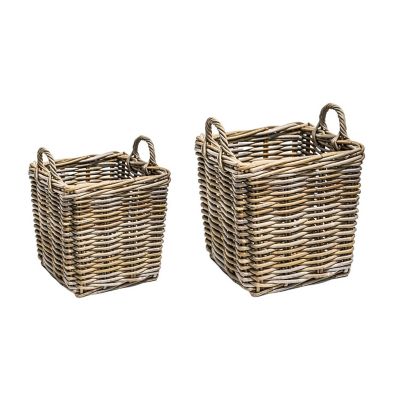 Square Wicker Log Baskets, Set of 2 image(1)