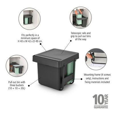 Brabantia Sort & Go Built-In Bin 10 + 10 + 20L image(3)