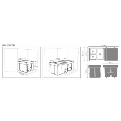 Brabantia Sort & Go Built-In Bin 10 + 10 + 20L image(9)