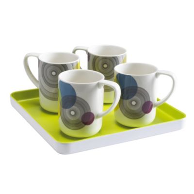 Kaleidoscope 4 Coffee Mugs and Tray image()