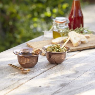 Solid Copper Stone Hammered Beating and Mixing Bowls - 3 Piece Set