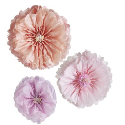 3 Paper Pompom Flower Decorations image(1)