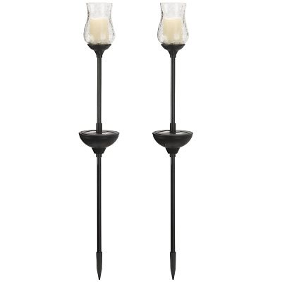 2 Smart Solar Flickering Glass Candle Lights image(1)