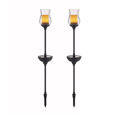 2 Smart Solar Flickering Glass Candle Lights image(2)