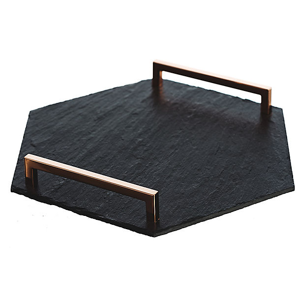 Just Slate Hexagonal Slate Serving Tray with Coppered Handles image(1)
