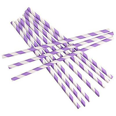 Neviti Purple and White Candy Stripe Paper Straws - Pack of 25 image(1)