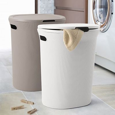 white laundry bin with lid