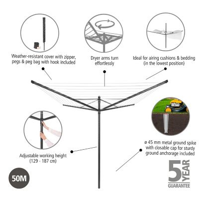 Brabantia 50M Lift-O-Matic Rotary Airer Bundle image(3)