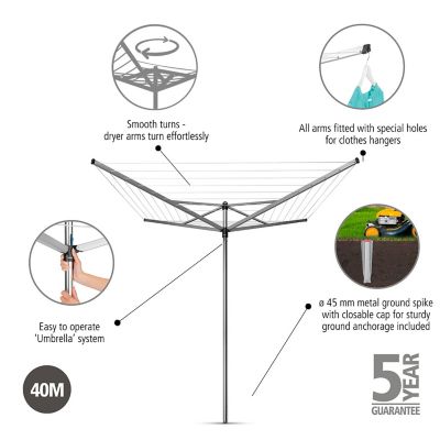 Brabantia 40m TopSpinner Rotary Airer with Ground Spike image(4)