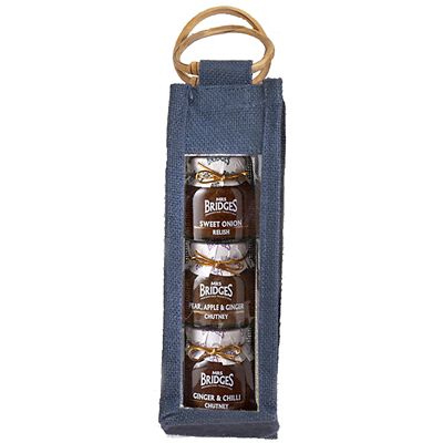 Mrs Bridges Savoury Chutney Trio in a Jute Gift Bag 3 x 100g image(1)